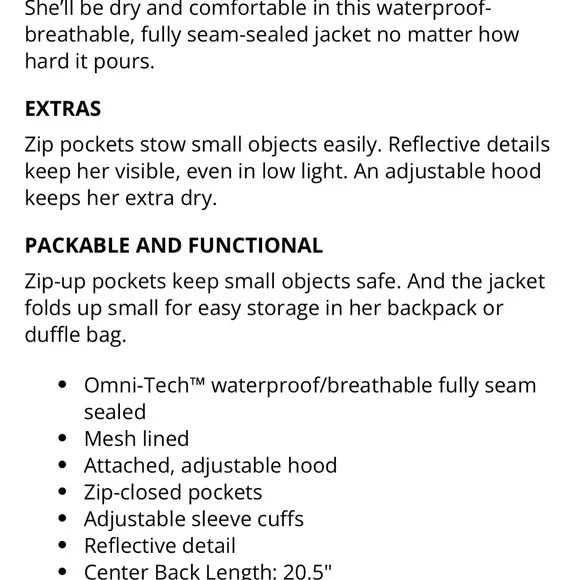 Columbia Omni-tech rain jacket. Juniors medium. Worn once - Picture 4 of 12